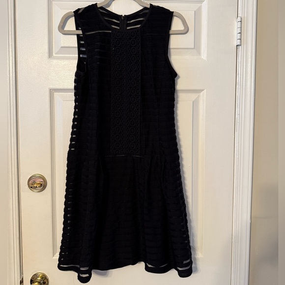 Nanette Lepore Dresses & Skirts - Nanette Lepore Black Sleeveless Midi Dress with Lace-Style Panel
